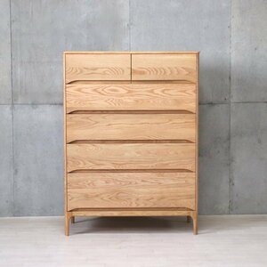  Takumi design oak natural wood chest 5 step living 90 high chest chest of drawers chest natural tree natural wooden tree legs wood grain width 90..