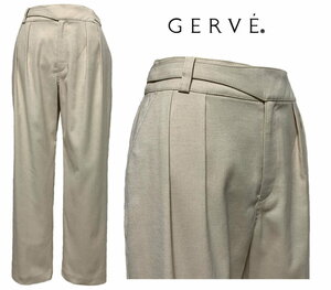 GERVE　ジェルベ　ウエストストレッチ　吸水速乾 清涼　ツータック　ストレッチパンツ　サンドベージュ　size40　9号　Mサイズ　日本製