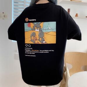 トムとジェリー Instagram グラフィック Tシャツ ブラック