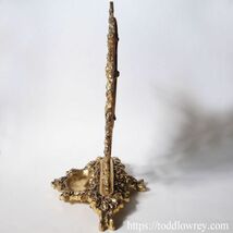 【薔薇と小鳥と歪んだ真珠】フランス アンティーク ミラー 鏡 真鍮 ブラス バロック 自立式◆Antique Baroque Style Small Dressing Mirror_画像4