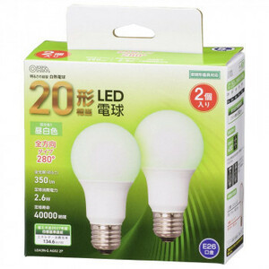 OHM LED電球 A形 E26 20形相当 全方向 昼白色 2個入 LDA3N-G AG52 2P 電球 LED電球