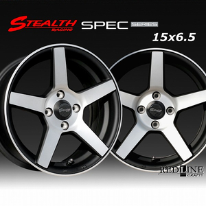 ■ ステルスレーシング SPEC-02 ■　幅広リム＆コンケイブ形状　15x6.5J　チューニング軽四他　KAPSEN 165/55R15 タイヤ付4本セット
