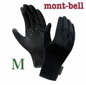 新品☆mont-bell 日焼け防止手袋 黒 モンベル UVカット タッチパネル グローブ 登山