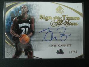 SP Authentic Sign of the times ジャージーナンバーシリアル 21/50!! Kevin Garnett ケビン・ガーネット auto 直筆サイン