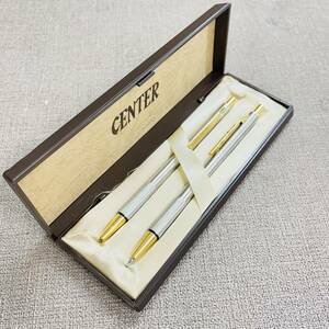 A2-3）CENTER シャープペンシル ボールペン 2本 セット シャーペン シルバー ゴールド 箱付 文房具 筆記用具（6）