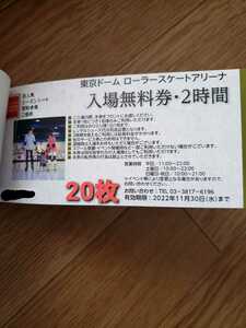 東京ドーム　ローラースケートアリーナ入場無料券 2時間 20枚セット