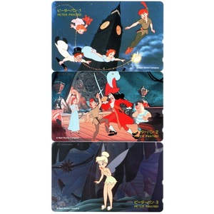 テレホンカード ディズニー ピーターパン Disney Peter Pan(1953) 3種各1枚 計3枚セット 未使用 ピーター・パン ウェンディ テレカ