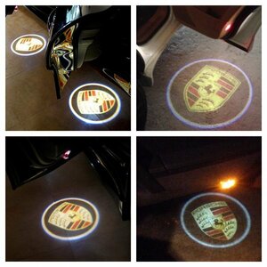 Porsche ポルシェ LED ロゴ プロジェクター ドア カーテシ ランプ カイエン 955/956/957 2002-2009y 純正交換タイプ Cayenne ロゴ ライト