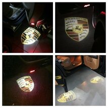 Porsche ポルシェ LED ロゴ プロジェクター ドア カーテシ ランプ カイエン ボクスター マカン ケイマン 958/981/982/991 ライト マーク_画像1