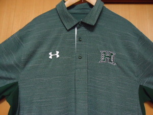  prompt decision Hawaii Hawaii university Under Armor polo-shirt . green * white color border pattern XL ①