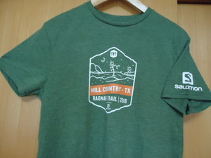 即決　ＵＳ　TX　RAGNAR TRAIL2018'　Ｔシャツ　モスグリーン色　Ｓ　トレイルランニング　レース　ラグナ