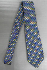 エルメス：シルク ネクタイ 幾何学模様 青 （ HERMES Silk Tie Blue Paris France