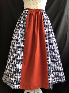 新品　ハンドメイド　浴衣リメイク　フレアスカート・ロングスカート　M～LL　送料210円　浴衣地のスカート　木綿のスカート