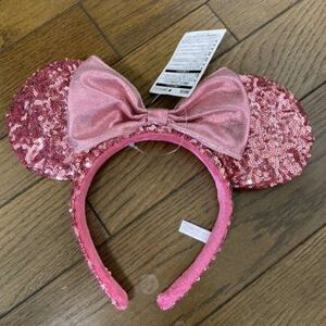 新品　TDR 東京ディズニーリゾート カチューシャ ミニーマウス スパンコール ミニー ピンク　Disney