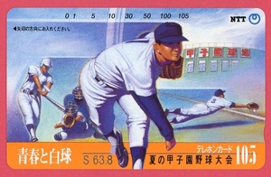 テレホンカード105度☆夏の甲子園野球大会☆青春と白球 昭和63年8月