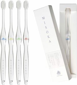 MISOKA 歯ブラシ ふつう毛４本セット 水でみがける歯ブラシ ミネラルでできているから 歯磨き粉不要 ナノテク