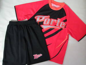 2021年購入品 中古 良品 PORTE ポルテ 野球 半袖 ユニフォーム 半袖Tシャツ ハーフパンツ 上下セット 130cm トレーニングウェア 赤 黒