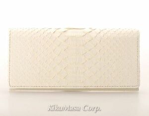 白蛇長財布 (小銭入れ有り) wsw-1003 （ホワイト） 日本製 メンズ 男性用 蛇革 パイソンレザー ヘビ