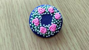  pink. rose . gypsophila embroidery brooch 