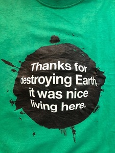 ★USA古着 グッドメッセージプリントTシャツ 地球環境保護 緑 グリーン XLサイズ