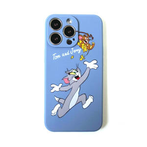  Tom . Jerry FUNNY iPhone13Pro кейс жк-плёнка имеется sax голубой * iPhone14 кейс iPhone13 кейс. полная распродажа 