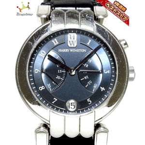 HARRY WINSTON(ハリーウィンストン) 腕時計 プルミエール バイレトログラード 200-MABI35W メンズ K18WG/革ベルト/裏スケ ネイビー