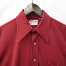 70s Vintage サイズ 16-34 XL~ VAN HEUSEN KNIT ドレス シャツ 長袖 薄手 レッド ヴァン ニット ヒューゼン 古着 ビンテージ 2M0717_画像4