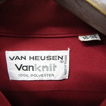 70s Vintage サイズ 16-34 XL~ VAN HEUSEN KNIT ドレス シャツ 長袖 薄手 レッド ヴァン ニット ヒューゼン 古着 ビンテージ 2M0717_画像3