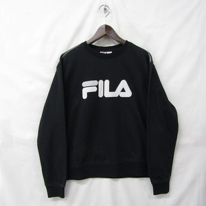 FILA サイズ XL ロゴ ワッペン スウェット トレーナー クルーネック スポーツ ストリート ブラック フィラ 古着 ビンテージ 2M1309