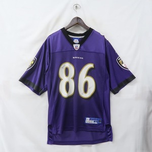 NFL RAVENS サイズ S Reebok ナイロン ゲーム シャツ 半袖 Tシャツ メッシュ アメフト レイブンズ パープル 古着 ビンテージ 2M1712