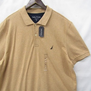 未使用品 サイズ XL NAUTICA CLASSIC FIT ポロシャツ 半袖 Tシャツ ワンポイント 刺繍 ベージュ ノーティカ 古着 ビンテージ 2M2321