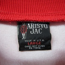 USA製 企業物 Vintage サイズ L 80s ARISTO JAC ナイロン スタジャン プルオーバー ブルゾン 裏地付 刺繍 レッド 古着 ビンテージ 2M2401_画像3