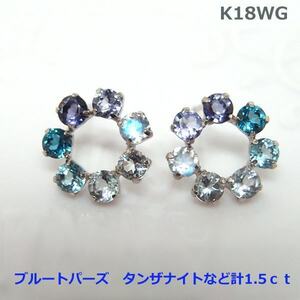 [Бесплатная доставка] K18WG 7 Color Amulet Circle Pierce ■ IA2448