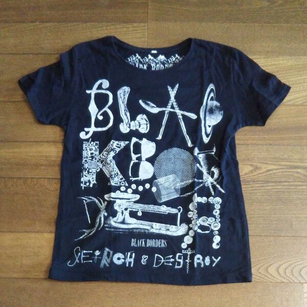 blackborders黒プリントTシャツ