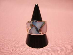  Yokohama новейший серебряный 925SILVER! очарование. серебряный кольцо Rainbow ракушка 10~15 номер мужской женский стоимость доставки 290 иен A67a( размер . обязательно сообщите пожалуйста )