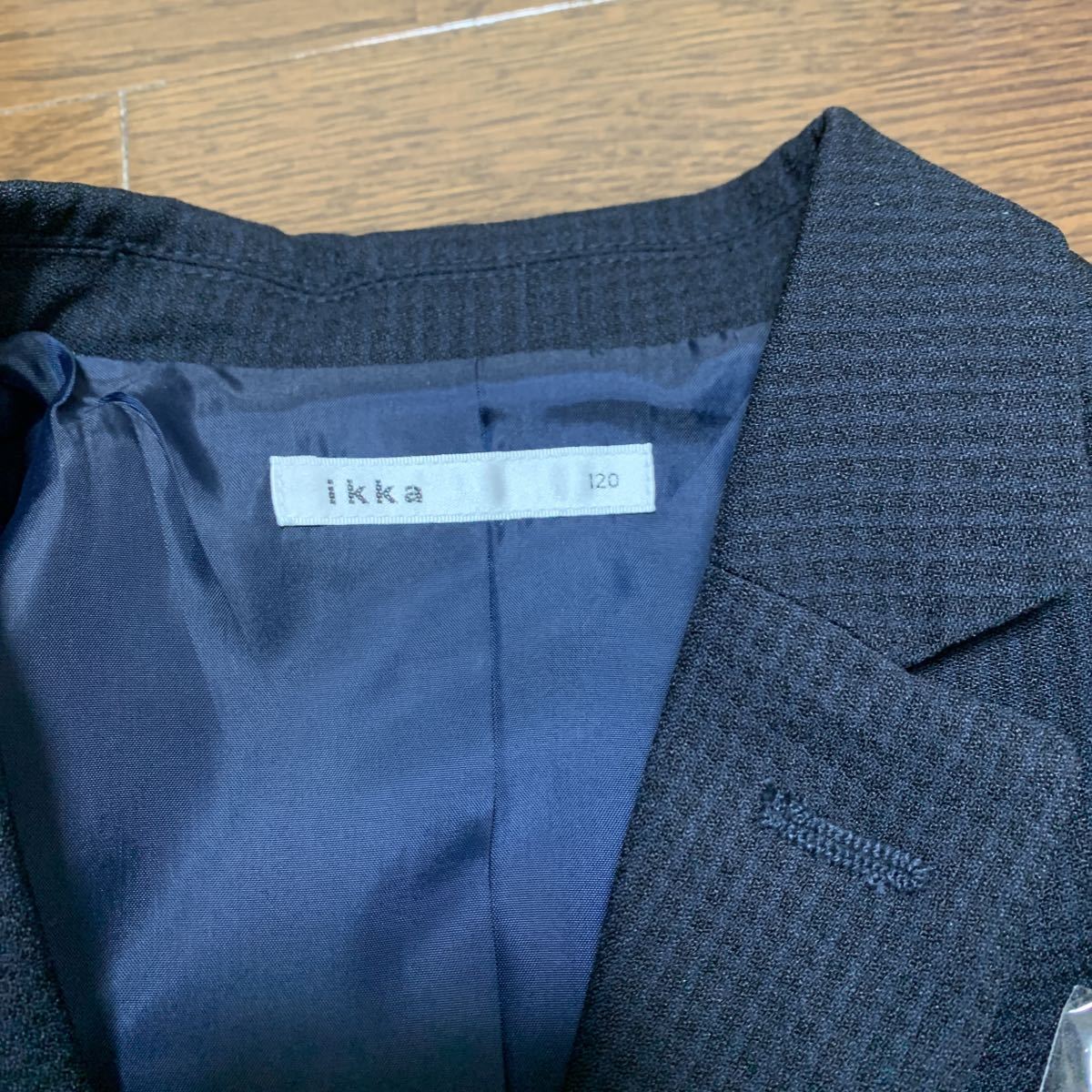 美品 ikka 120 セレモニー フォーマル スーツ ネイビー 入学式 卒園式