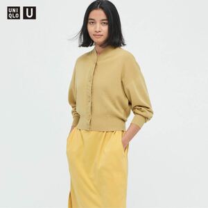 新品未使用　ユニクロU UNIQLO U 2021秋冬　ウィメンズ　ショートカーディガン(長袖) イエローYELLOW Mサイズ