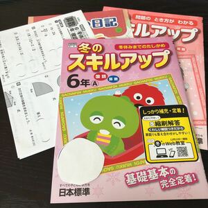 タ26 冬のスキルアップ 6年生 学習 問題集 ドリル 小学 テキスト テスト 文章問題 家庭学習 国語 理科 算数 解答　勉強 計算 漢字 日本標準