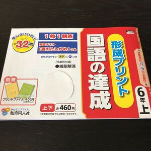 タ60 国語の達成 形成プリント 6年生 解答 答え 教育同人社 学習 問題集 ドリル 小学 テキスト テスト 文章問題 家庭学習 国語 計算 漢字