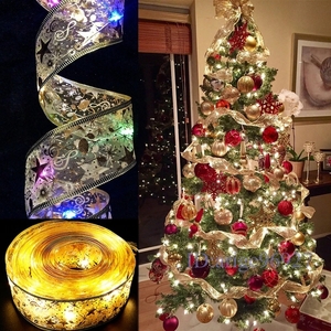 O256* new goods 5 meter ribbon light Christmas tree equipment ornament race new year 2022 color modification possible Gold warm light 