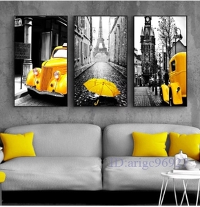 Art hand Auction O814★Nouvelle peinture sur toile nordique rétro, paysage européen, photographe, décoration murale, affiche de voiture jaune imprimée pour chambre à coucher, tapisserie, tenture, tapisserie, autres