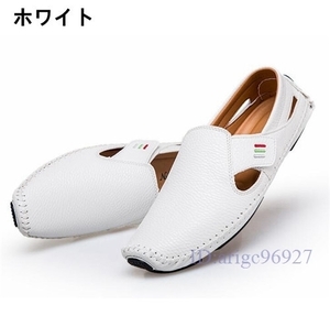 F895 men's sandals driving shoes Loafer casual outdoor shoes ventilation slip-on shoes commuting driving large size white 26.5cm