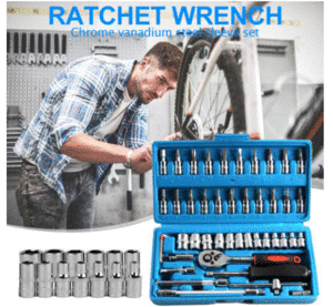 J305 ★ 46 SOCKET SET CAR Ремонтные инструменты Ratchet Spana Kreench Set Claws Socket Spanner Professional Gold