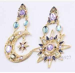 F469* Star & moon earrings crystal Drop earrings romance сhick . state men tob Rav la earrings jewelry 