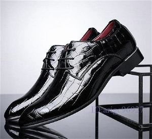 F577★ビジネスシューズ 革靴 ドライビング 紳士靴 通勤 チェック柄 イギリス風 フォーマル 結婚式 大きいサイズあり 黑 24.5cm