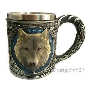 O142* new goods mug high capacity beer mug beer jug coffee cup stainless steel 3D. coming off carving Vintage men's gift 