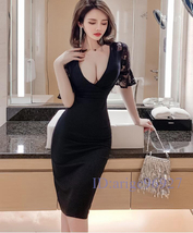 O551★新品　ワンピース　ladies　レディース　きれいめ　美ライン　通勤　披露宴dress　セクシー　上質　胸V_画像1