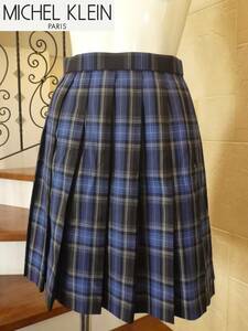  beautiful goods MICHEL KLEIN Michel Klein * blue blue group check pattern uniform pleated skirt S corresponding 