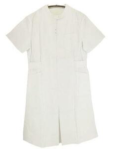 CH2299* new goods Broad high‐necked center fastener One-piece nurse wear short sleeves waist adjustment belt L size white postage 510 jpy 