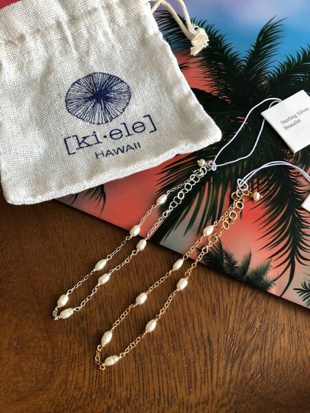 ハワイ　キエレ　KI-ELE Sarah White Pearl Chain bracelet 淡水パール　ブレスレット　